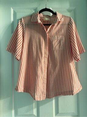 Button-Down Red & White Striped Shirt by Isabella Sinclair